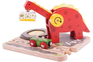 Bigjigs Rail, Dinosaur Train Crane, Wooden Toys, Bigjigs Train Accessories, Wooden Crane, Dinosaur Track, Crane Toy, Bigjigs Crane, Dinosaur Toys Multicoloured