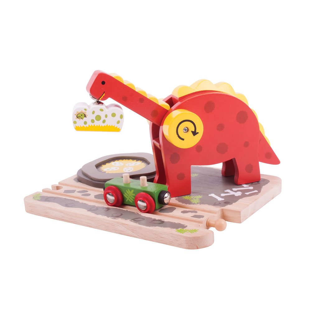 Bigjigs Rail, Dinosaur Train Crane, Wooden Toys, Bigjigs Train Accessories, Wooden Crane, Dinosaur Track, Crane Toy, Bigjigs Crane, Dinosaur Toys Multicoloured