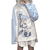 Y2k Aesthetic Detachable Sleeve T-Shirt Women Kawaii Cat Girl Anime Print Cute Sweatshirts Fairycore Streetwear