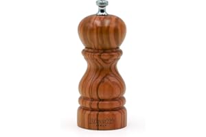 Bisetti 13 cm / 5.12 Inch Imperia Olive Wood Salt Mill With Adjustable Grinder