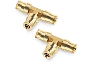 LUMANIOUS 1/4" OD DOT Tee Union Push to Connect Fittings, 1/4" DOT Brass Air Brake Line Fittings Tee Union Air Fittings Tube Adapter for Car Truck Trailers Air Brake System and Industrial Use, 2PCS