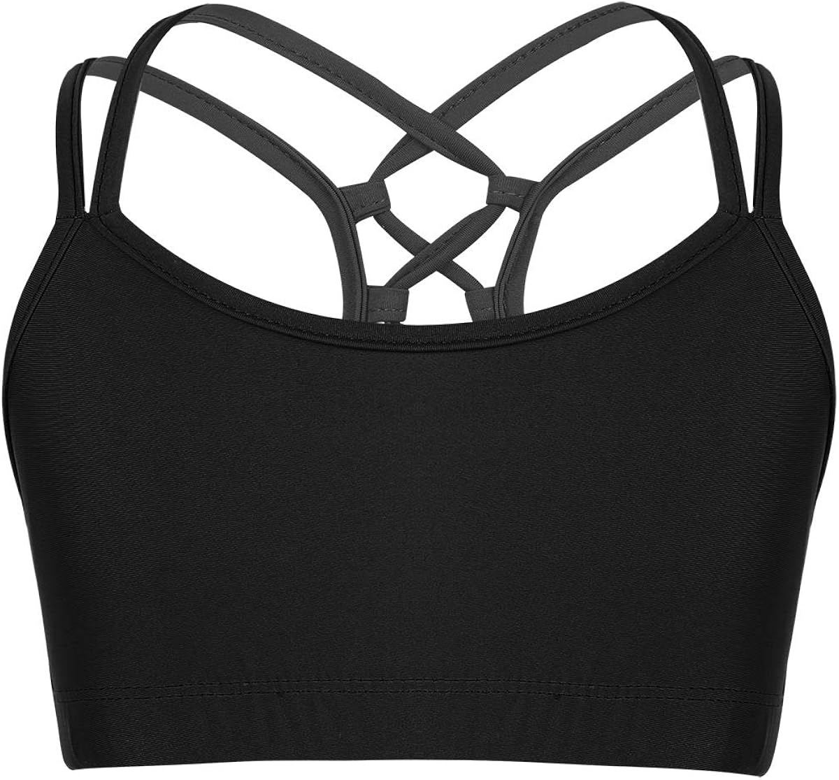 iiniim Kids Girls Criss-Cross Back Sports Bra Crop Tops Yoga Gymnastics Ballet Dance Active Tank Top T Shirt: Clothing