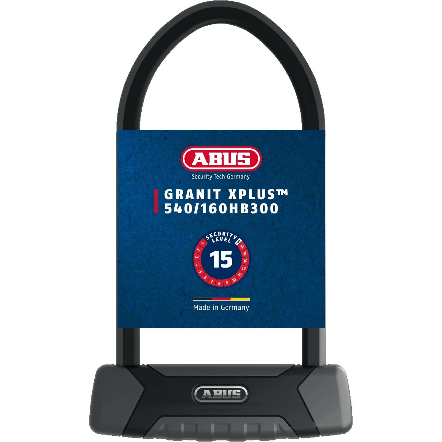 ABUS Bügelschloss Granit XPlus 540 + USH-Halterung - Fahrradschloss mit 13 mm starkem Bügel und XPlus Zylinder Sicherheitslevel 15-300 mm Bügelhöhe