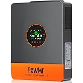 PowMr Solar Inverter 5000W 48Vdc to 110Vac, 5200W Split-Phase Solar Inverter Built-in 100A MPPT Controller | Max.PV Input 6KW 500VOC | Support 6 Units Parallel and Batteryless Run