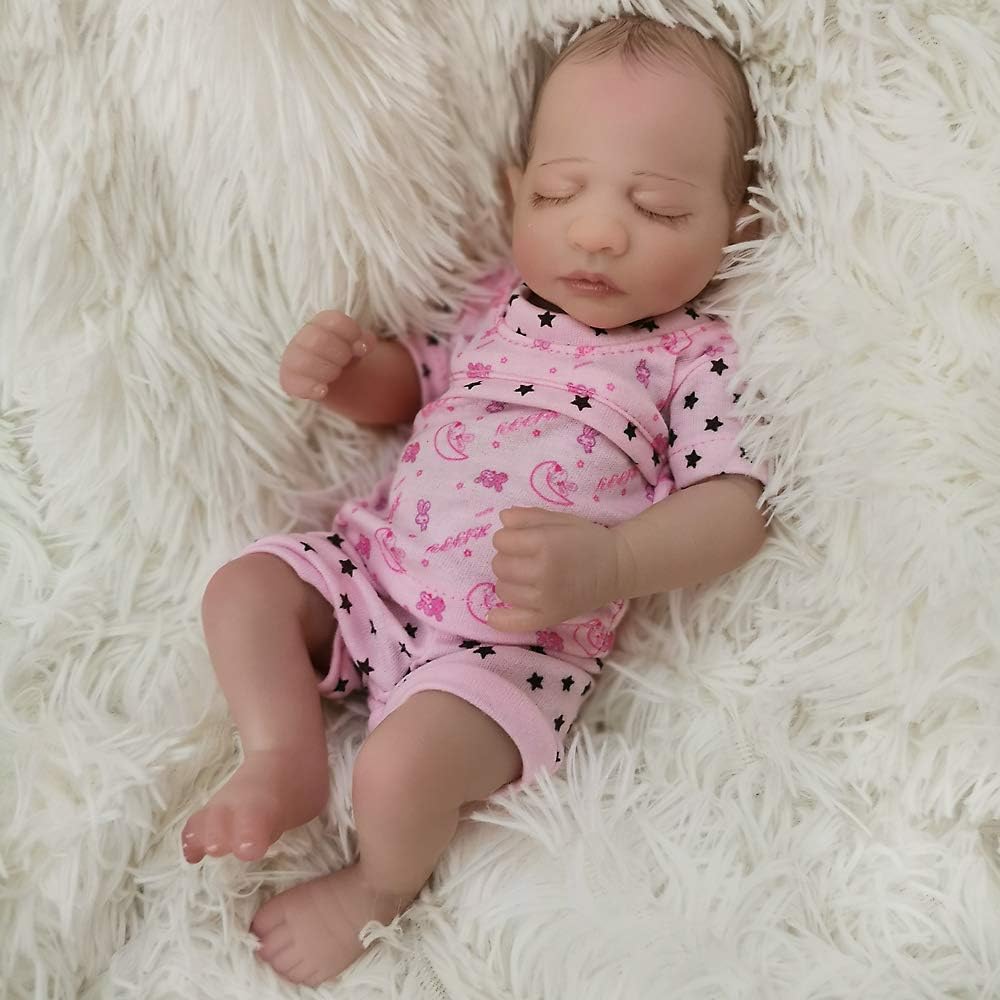Terabithia 10 Inches Mini Lifelike Alive Newborn Baby Dolls Twins Silicone Full Body Boy and Girl Washable Toys