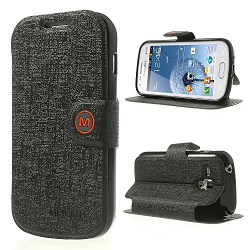 Smays M Leather Wallet Protective Case with Stand for Samsung Galaxy S Duos S7562 S7560 S7560M / Duos 2 S7582 S7580 (Black)