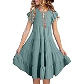 blibean Girls Summer Boho Sun Dress Tween Ruffles Tiered Dresses Size 6-15 Years