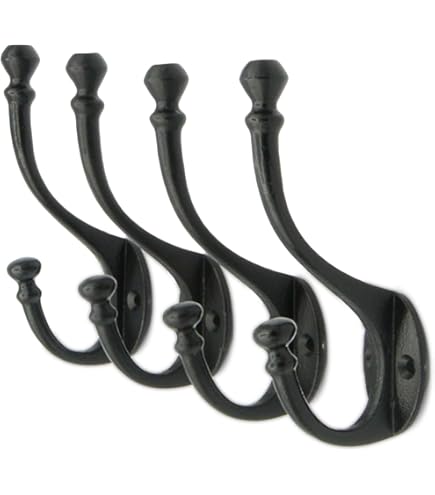 The Metal Magician Ganchos De Pared De Hierro Fundido Antiguo Estilo Clásico Para Abrigos, Bolsos, Toallas Y Sombreros (juego De 3) Negro