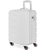 SwissGear 7366 Signature Hardside Expandable Luggage with Spinner Wheels, TSA Lock, Cup-Holder, White, Carry-On 19-Inch