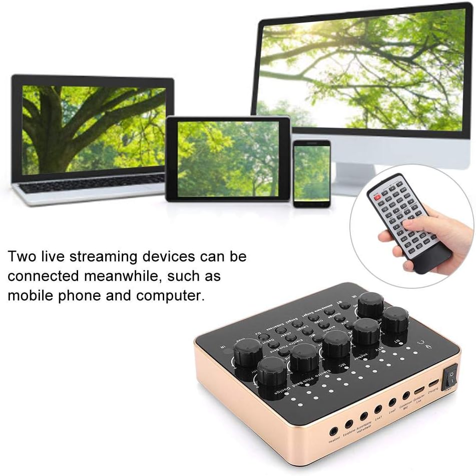 Bewinner1 USB Audio Mixer with Remote Control External Sound Card