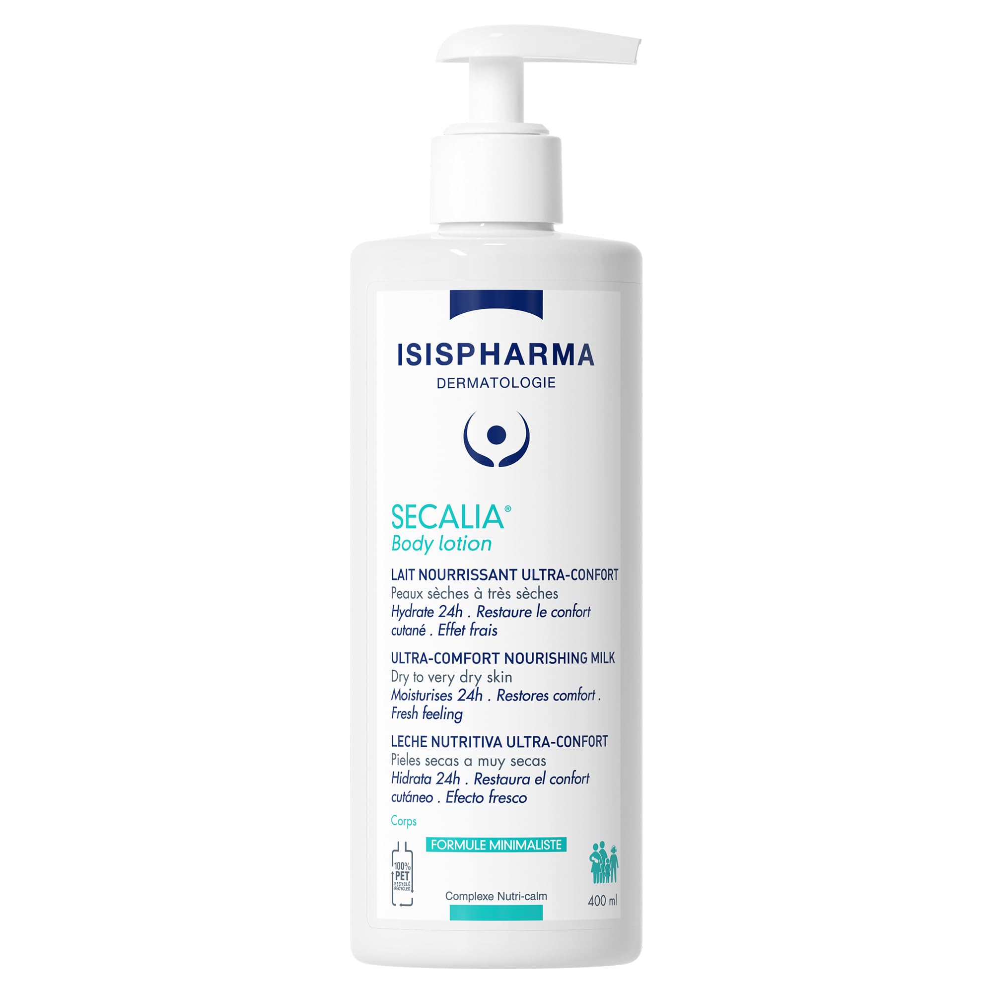 ISISPHARMA SECALIA Body lotion 400 ml - Body lotion for dry skin to very dry skin - Ultra Nourishing body cream - Moisturises and Soothes the skin - Family Size body cream moisturizer - Made in France