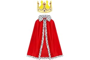 Simple polymer King Robe Halloween Costume Medieval Prince King Costume Cape(Cape&Crown)