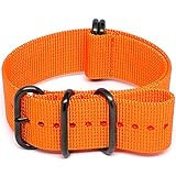 DaLuca Ballistic Nylon NATO Watch Strap - Orange (PVD Buckle) : 26mm