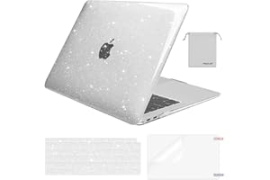MOSISO Compatible with MacBook Air 13 inch Case 2022 2021 2020 2019 2018 A2337 M1 A2179 A1932, Glitter Plastic Hard Shell&Key