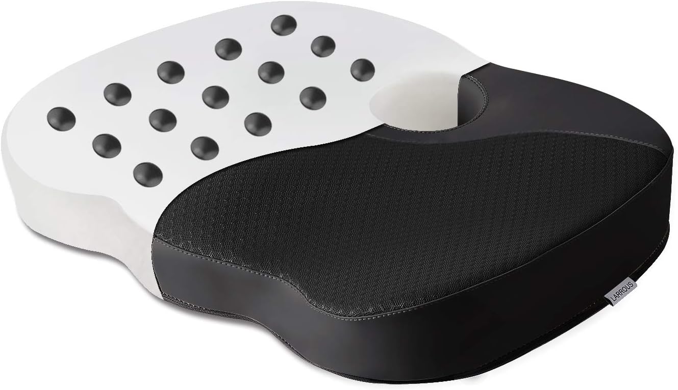 LARROUS Memory Foam Magneto Therapy Donut Seat Cushion for Office Chair,Promotes Blood Circulation,Hip/Tailbone/Coccyx/Lower Back Pain Relief Butt Pillows for Sitting.(Black)