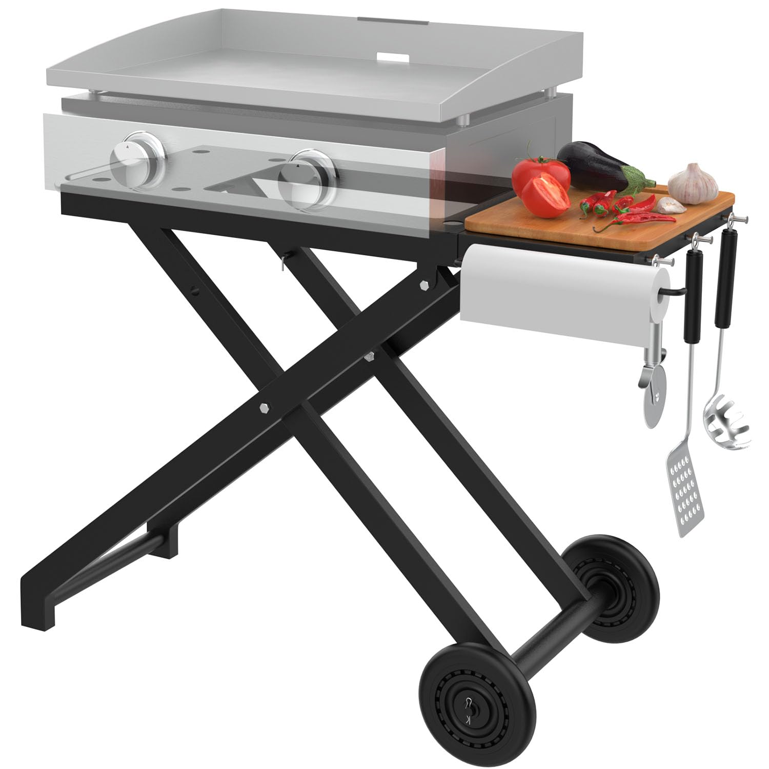 Photo 1 of Griddle Stand for Blackstone 22 17 Inch Tabletop Grill, Heavy-Duty Foldable Griddle Table with Wheels, Griddle Trolley Dining Table Cart, Grill Replacement Part for Outdoor Camping BBQ Tailgating