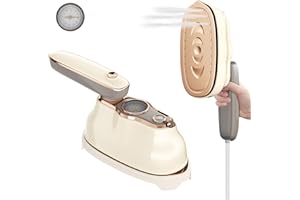 DUFULS Steamer Iron for Clothes,1200W Fast Heat-up Travel Steamer, 180°Rotatable Travel Garment Steamer, With temperature indicator, 2 in 1 Ironing & Steaming Handheld Clothes Steamer,Beige