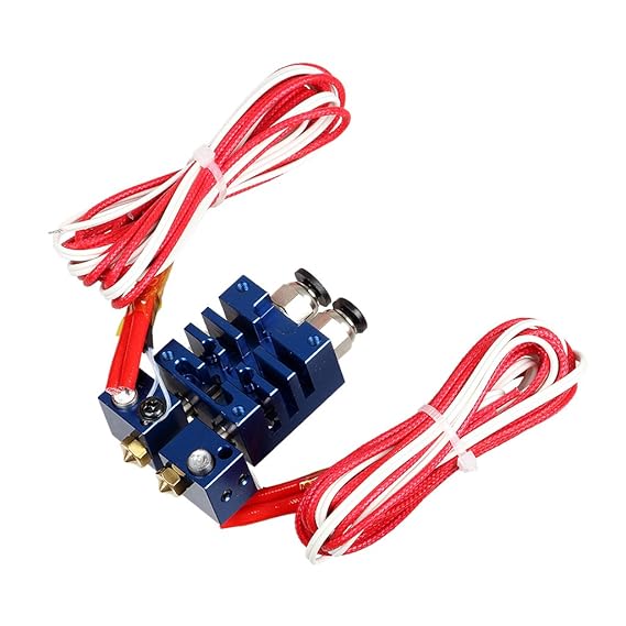 Chimäre Extruder V6 2 Eingänge, 2 Ausgänge Dual-Kopf-Hotend 0.4mm / 1.75mm Für 3D-Drucker - Blau, 12V