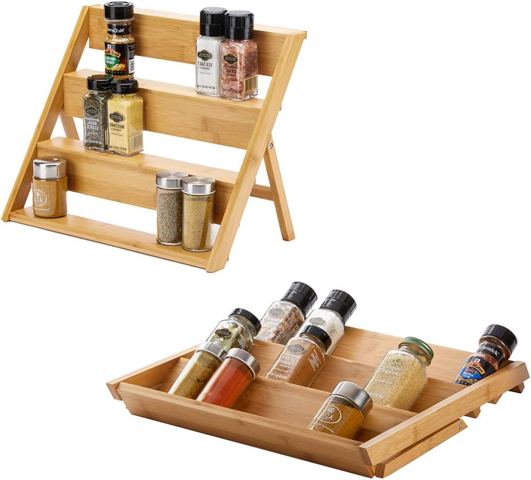 SpiceLuxe Recliner Spice Rack | Organize Spices in Drawer, Counter, or Cabinet | Use with Your Own Spice Collection or SpiceLuxe Square Spice Jars WIDE