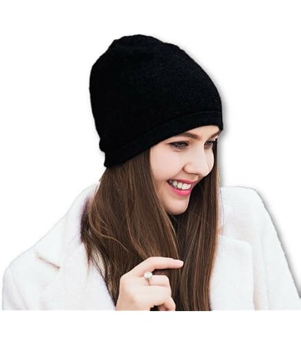 100% Cashmere Beanie Hat in Gift Box, Women\'s Winter Skull Cap Villand 100% Cashmere Slouchy Beanie Hat for Women, Knitted  main image 4
