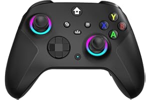 YUYIU Wireless 2.4GHz Controller with 7 Colors RGB Light for Xbox Controller, Xbox One Series X|S,Consoles,Steam PC Windows, with 1000mAh Battery/Dual Vib-ration/Turbo/Programmable, 3.5mm Audio Jack (Shining Black)