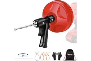XFIRE-GEAR 35 FT Drain Snake 2.0 with Double Mode, 10-In-1 Drain Auger for Sink and Drain Unblocking, Plumbing Snake for Real DYIs (Frosted Red)