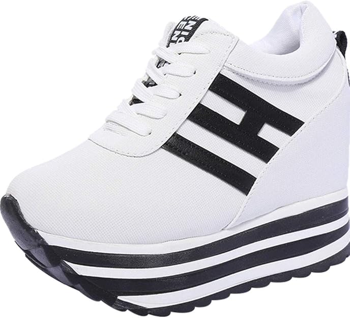 Basket Compensee Femme,Baskets Femme Compensés Chic De Caché Talon Mode