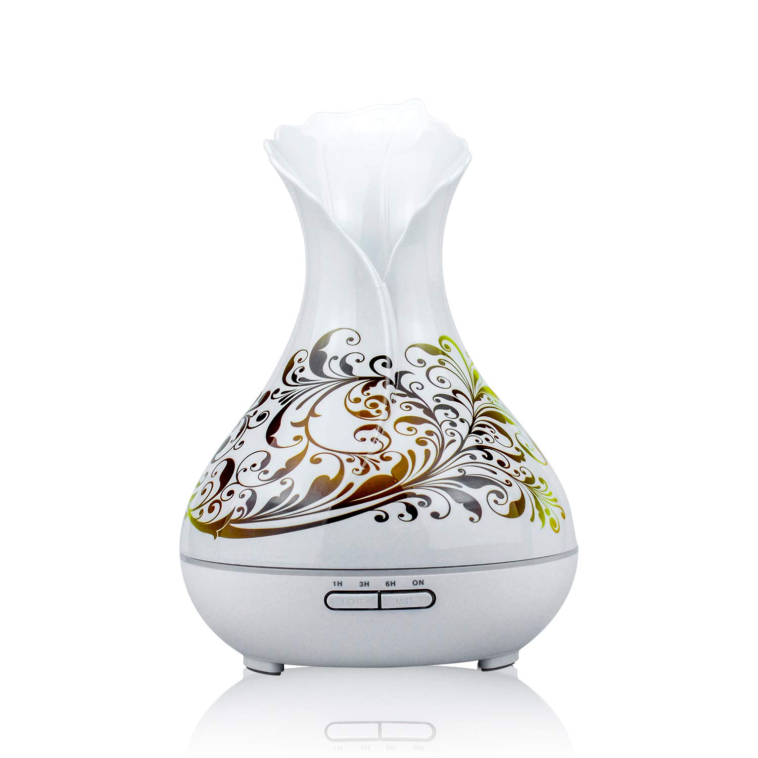 smpufier Essential Oil Diffuser, 400ml Cool Mist Humidifier, Imitation Ceramics Aromatherapy Diffuser with 7 Color LED Lights,Waterless Auto-Off Air Humidifier, for Home, Office, Home Decorations