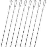 luvtree 8-Pack 8.5" / 21.8cm Stainless Steel Long Handle Stirring & Mixing Spoon – Reusable Bar Tool for Coffee, Tea, Iced Drinks & Cocktails