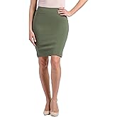 Fishers Finery Women's Ecofabric Ponte Pull On Stretch Above Knee Classic Pencil Skirt, Fitted