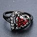 Bamos Women's Red Lab Stone Heart-Shaped Best Friend Black Gold Plated 7MM7MM Promise Womens Rings Size 6-10