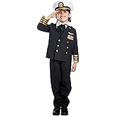 Dress Up America Navy Admiral Costume for Kids - Ship Captain Uniform in Black for Boys