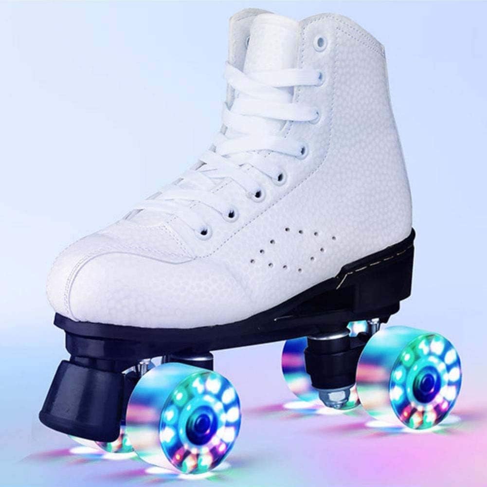 Amazon ハイトップシューズスタイルのクワッドローラースケート ライトアップホイール付き大人と若者向けのローラースケート ユニセックス 照明付きラウンド Shky インラインスケート