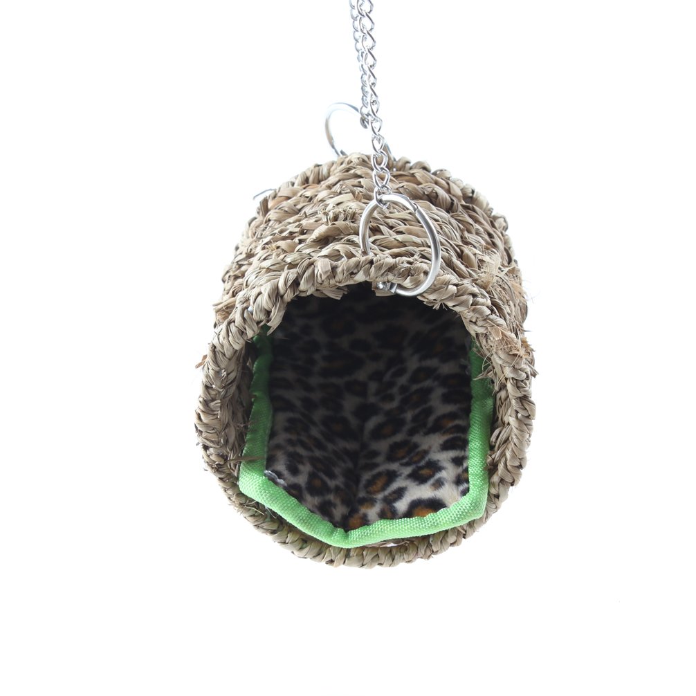 emours Natural Sea Grass Hammock Play Tunnel Hanging Bed Toy House for Pet Rat Hamster