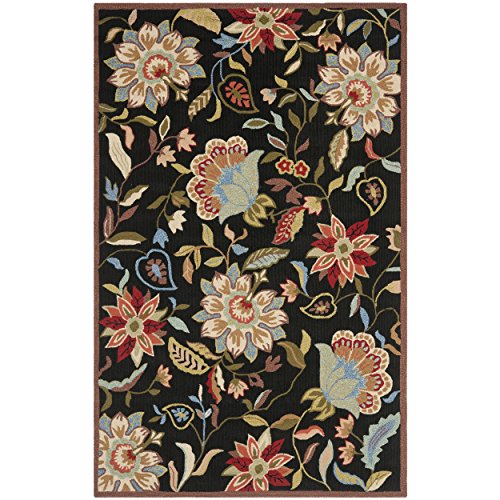 Safavieh Four Seasons Collection FRS435B Hand-Hooked Black and Purple Indoor/ Outdoor Area Rug (8' x 10')