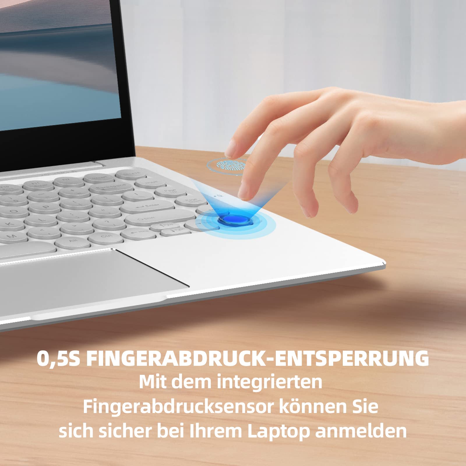 Auusda 14.1 Inch Full HD Laptop, 8GB LPDDR4 and 256GB SSD, Expandable 2TB, All Matal Notebook, 3867U Quad-Core, 4K, WiFi, BT4.2, Backlit Keyboard Fingerprint