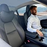 BlissfulNest Tesla Neck Pillow Car Seat Headrest, 2 Pack, Neck Pillow for Tesla Model Y, Tesla Model 3, Tesla Model X, Tesla Model S Nappa Leather. Height Adjustable, Thickness Adjustable. (Black)
