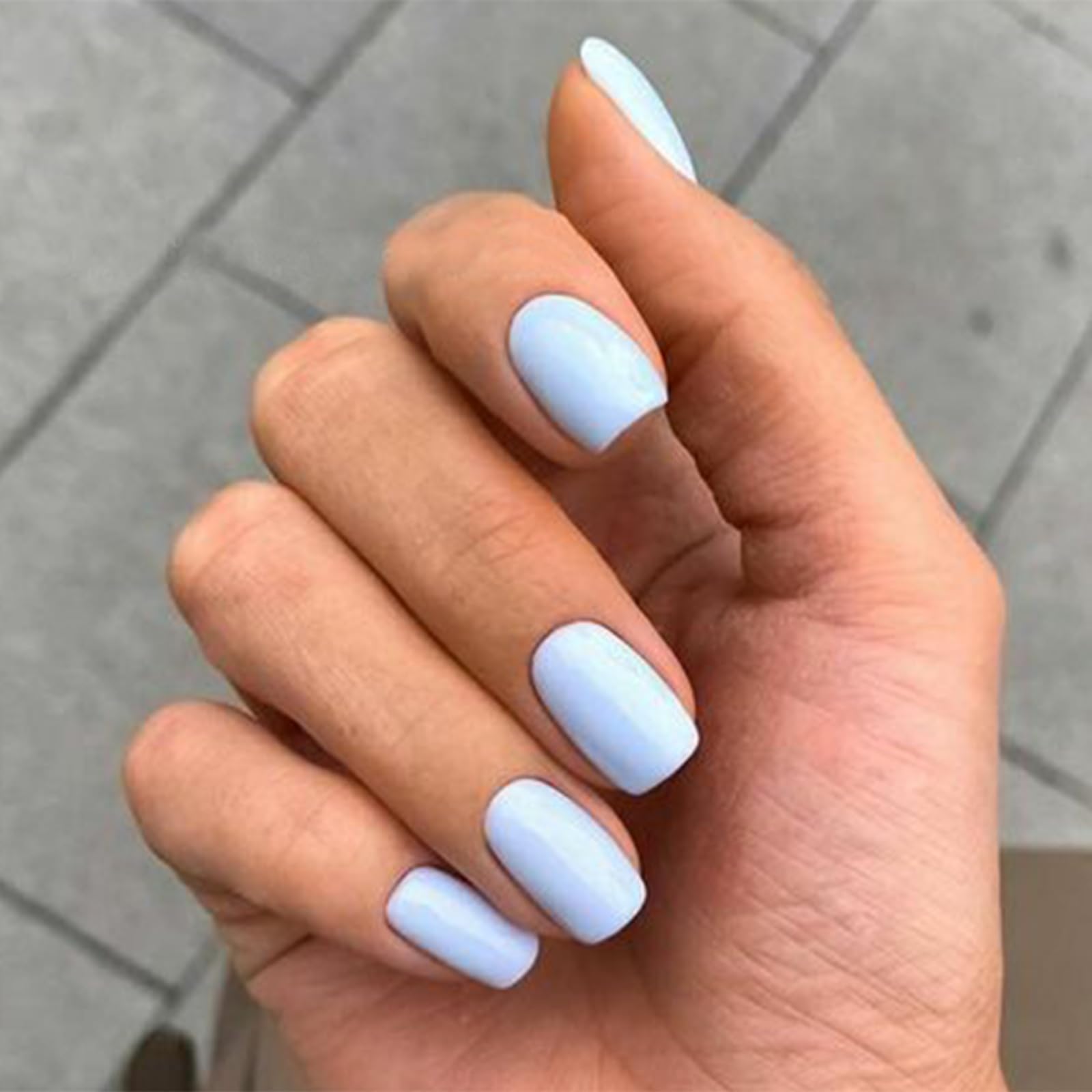 Modelones 32Pcs Baby Blue Press on Nails, Upgrade Short Square Fake Nails, Reusable Nail Kit with Nail Glue Adhesive Tabs Mini Nail File, Nails Press Ons 16 Sizes - Image 2