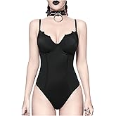 SweatyRocks Women's One Piece Swimsuit Spaghetti Strap Y2K Gothic Bathing Suit Beachwear