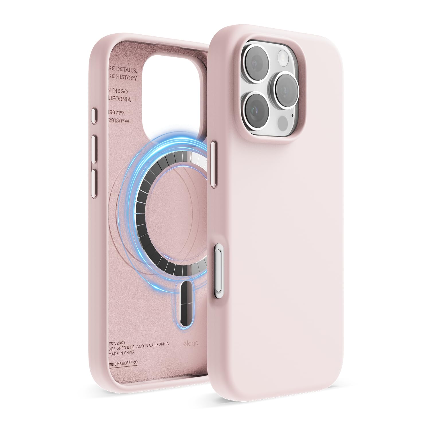 elago Magnetic Silicone Case Compatible with iPhone 16 Pro Case 6.3 Inch Compatible with All MagSafe Accessories - Built-in Magnets, Soft Grip Silicone, Shockproof (Lovely Pink)
