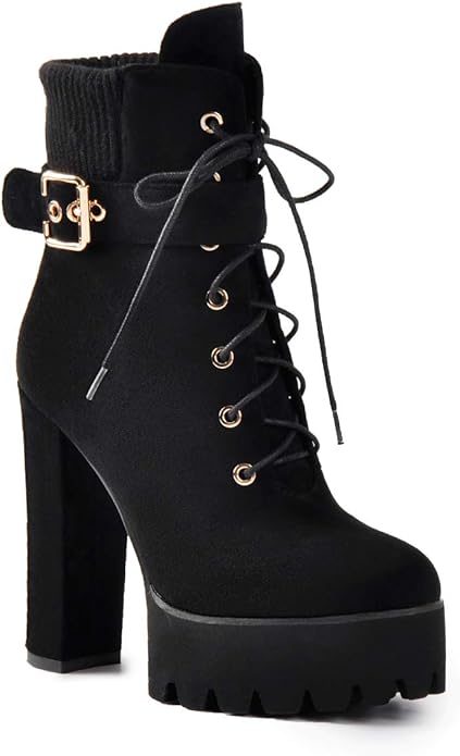MissHeel Chunky Platform Booties Motorcycle