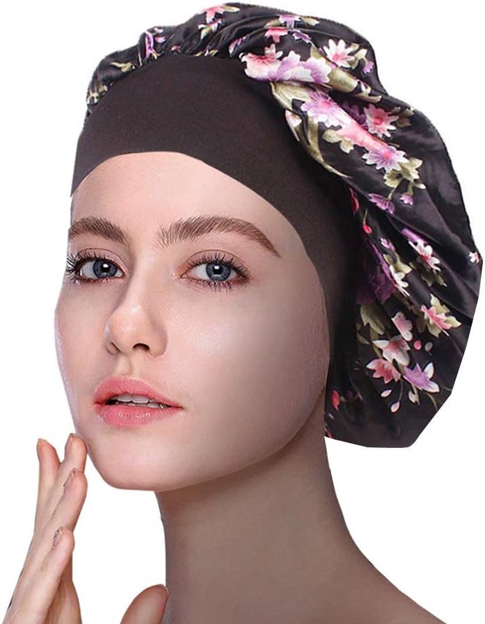 1Pack/2Packs/4Packs Luxury Wide Band Satin Bonnet Cap Comfortable Night Sleep Hat Hair Loss Cap