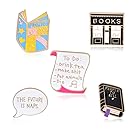 Juanya Cartoon Metal Book Store Brooch Badge Corsage T-shirt Collar Metal Pins 1Set