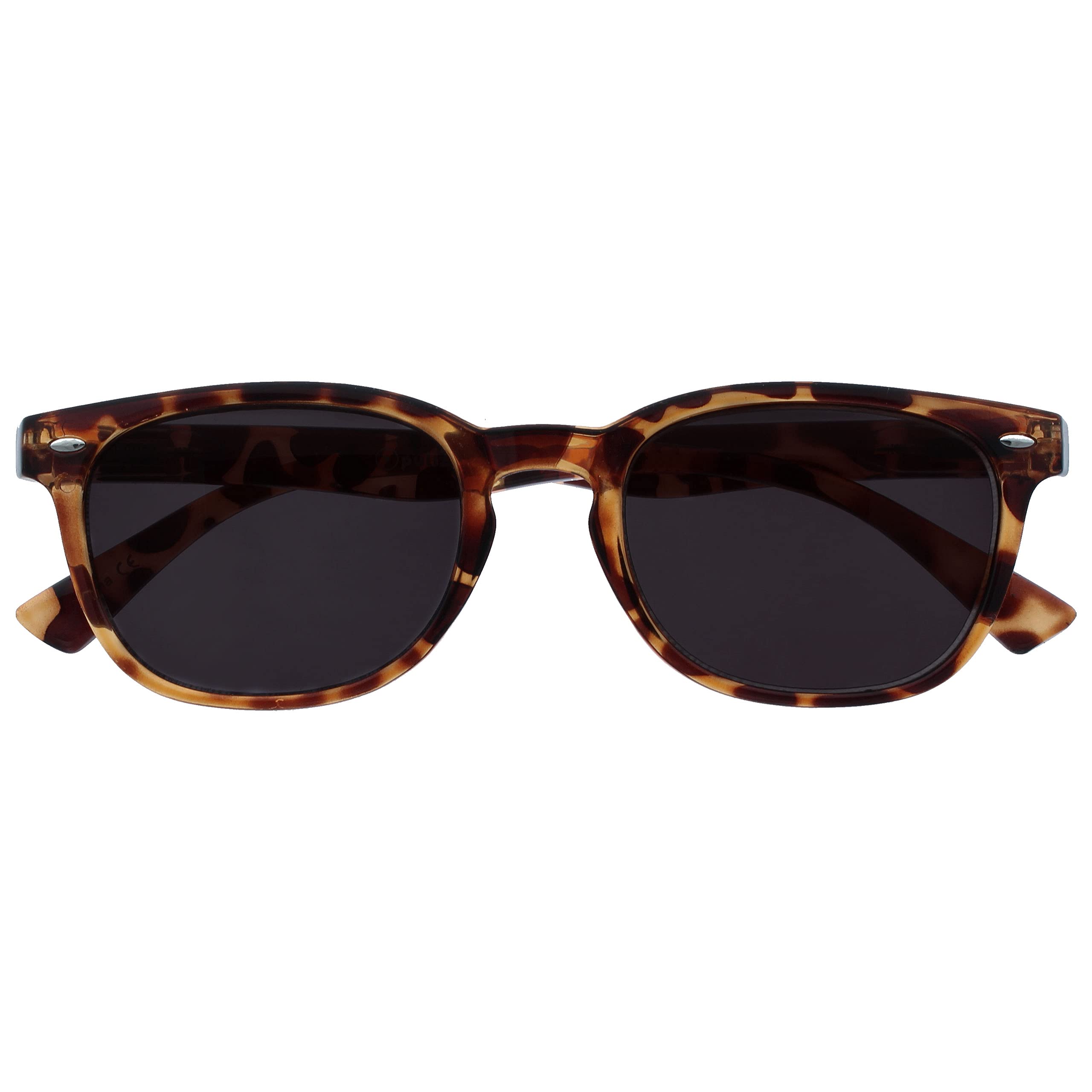 OPULIZE ORA Reading Sunglasses - Designer Style Round Frame - Tinted UV400 Protection Lens - Spring Hinges - Brown Tortoiseshell +1.50