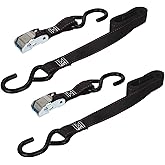 KEEPER 05715 6' x 1" Cam Buckle Motorcycle Tie-Down, 2 Pack", black, large
