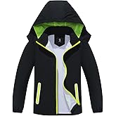 Kids Rain Jacket Waterproof Raincoat Mesh Lined Coat with Removable Hood for Boys Girls