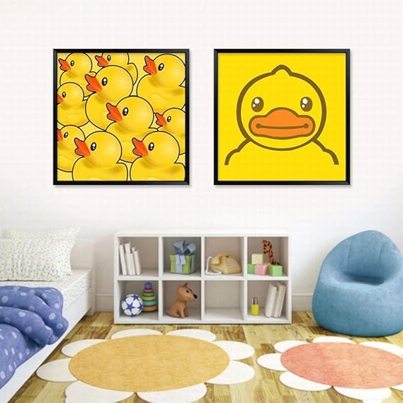 ArtWuDecor Yellow Duck Kid's Room Modern Living Room Decorative Painting Bedroom Children's Room