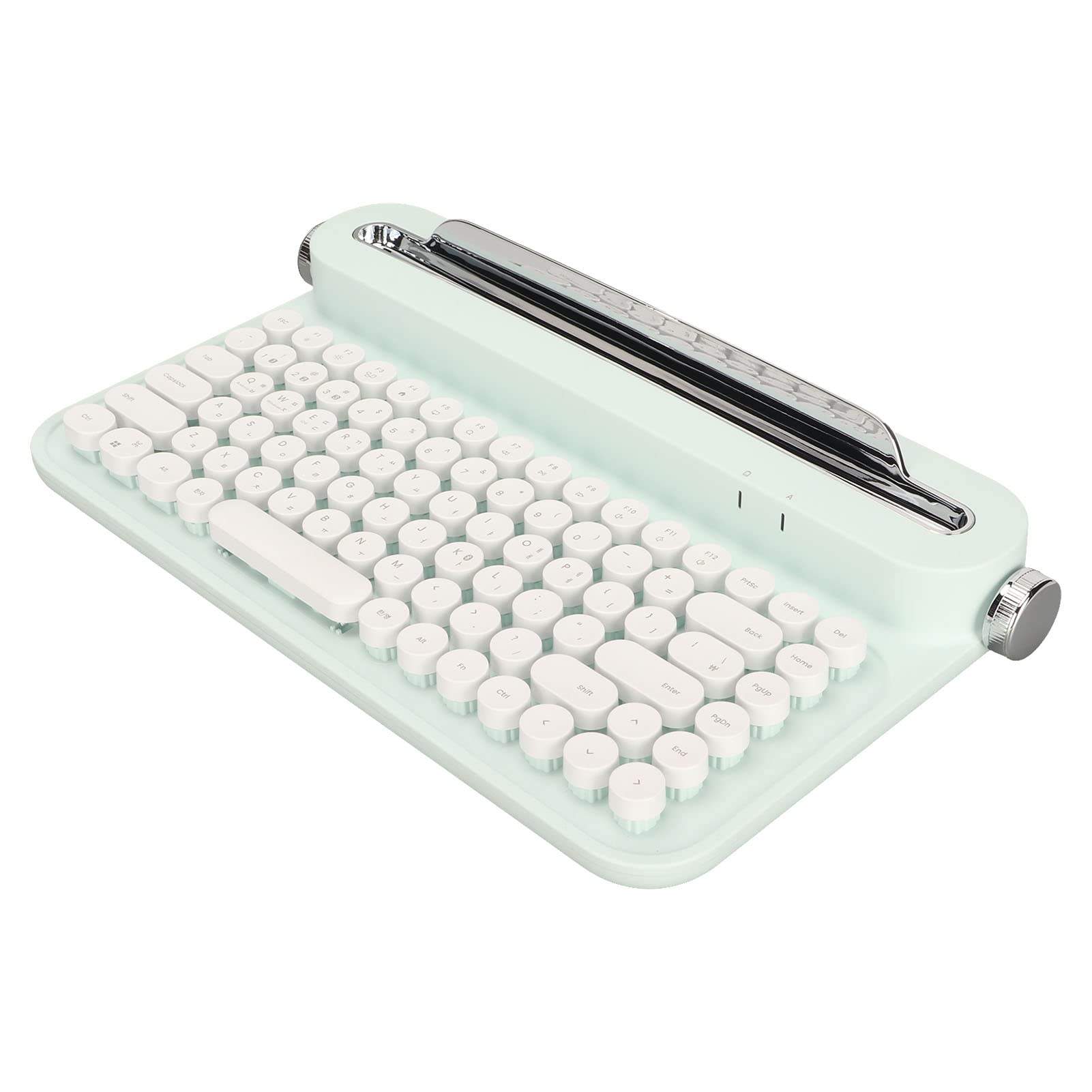 Dpofirs Retro Typewriter Bluetooth Keyboard, 86-Key Vintage Portable Wireless Keyboard with Integrated Stand for Android, iOS (Mint Green)