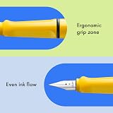 LAMY Safari Yellow Fountain Pen with Ergonomic Grip, Size B Nib view 3