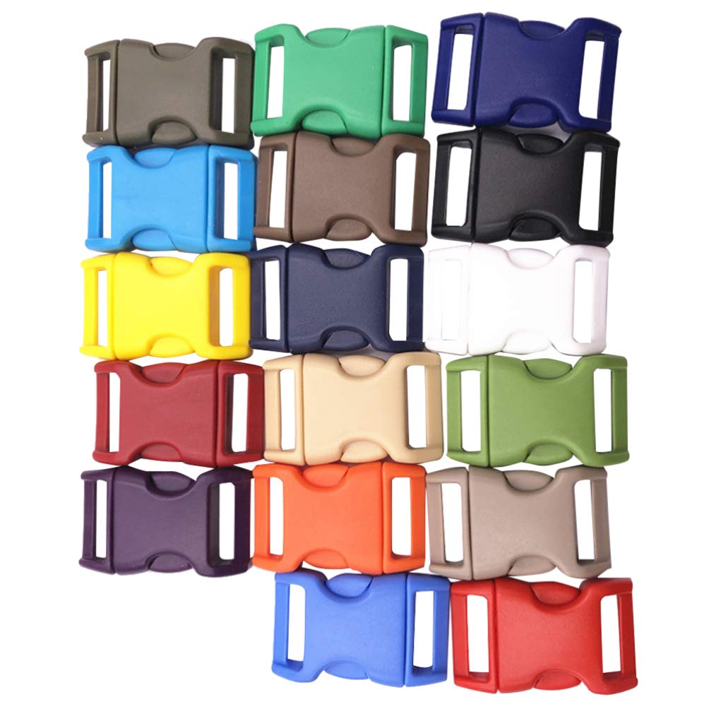EXCEART 100pcs Plastic Buckle Strap Clip Quick Side Release Buckles 10mm Flat Clips Snaps Replacement for Nylon Strap Backpack Belt Pet Collar Colorful
